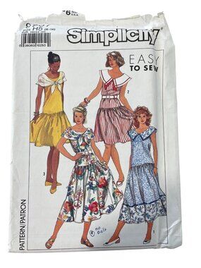 Vintage 90s Simplicity 9707 Dress Pattern Size 6-14 Pullover Sleeveless UNCUT